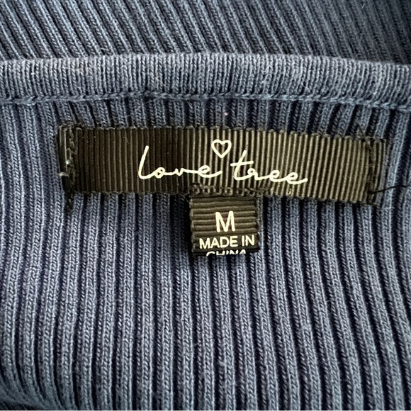 Love Tree Deep Blue Ribbed Long Sleeve Knit Top Size M EUC - Picture 5 of 7